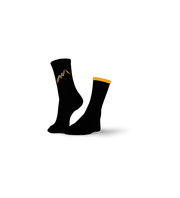 Chaussettes unisexes École de Trail – Noires & Jaune Orangé
