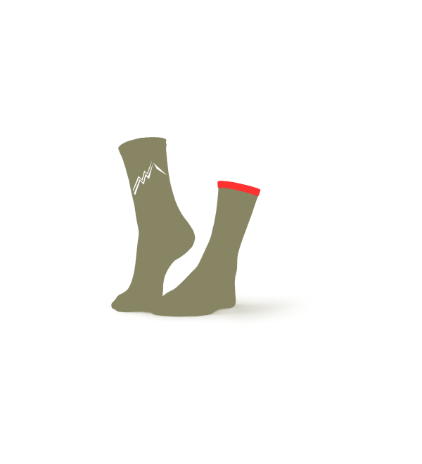 Chaussettes unisexes École de Trail – Kaki & Rouge